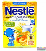 Детская каша Nestle Мультизлаковая с медом и кусочками абрикоса